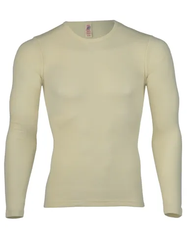 Heren Shirt Lange Mouw Gebroken Wit Merino Wol Engel Natur