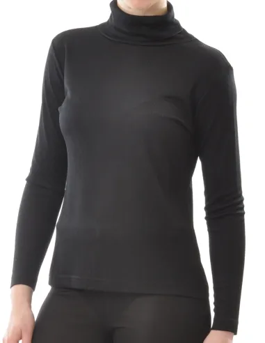 Zijden Dames Rib Colshirt Lange Mouw Alkena