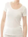 Zijden Dames Rib T-Shirt met Ronde Hals Alkena